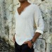 Men's V-neck Linen Long Sleeve Shirt