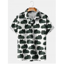 Men's Lapel Animal Print Short Sleeve Polo Shirt