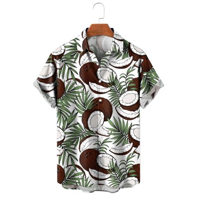 Men's Coconut Palm Tree Tropical Hawaiian Short Sleeve Shirt