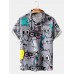 Men's Lapel Cartoon Print Short Sleeve Polo Shirt