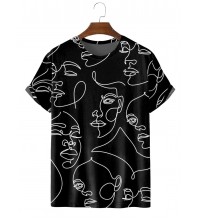 Men's Fashion New Personality Character Print Versatile T-Shirt