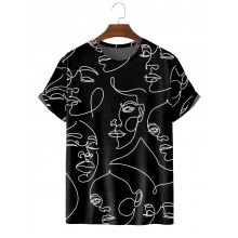 Men's Fashion New Personality Character Print Versatile T-Shirt