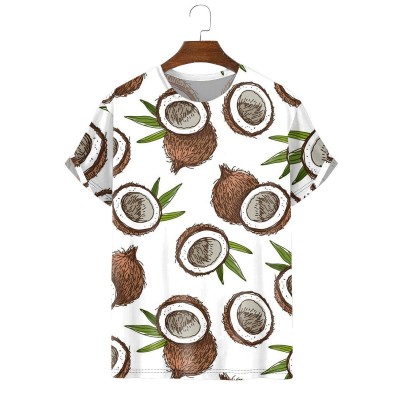 Men's Fashion Crew Neck Coconut Print T-Shirt